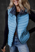 Plush Collared Quilted Zipped Puffer Vest